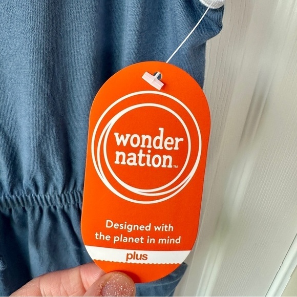 NWT Wonder Nation Girls Cotton Romper, Dusty Blue. Size 14/16 Plus - Picture 7 of 8